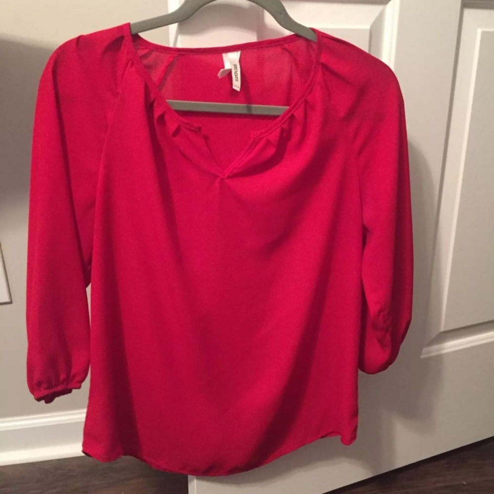Boutique Red V Neck Blouse